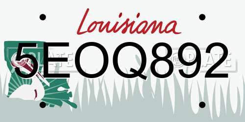 5EOQ892 Louisiana License Plate