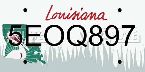 5EOQ897 Louisiana License Plate