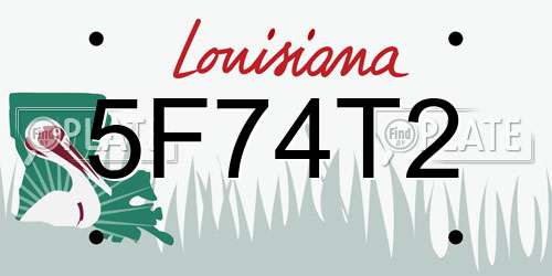 5F74T2 Louisiana License Plate