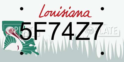 5F74Z7 Louisiana License Plate