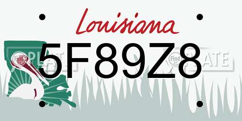 5F89Z8 Louisiana License Plate