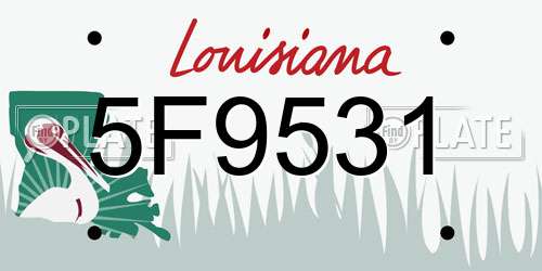 5F9531 Louisiana License Plate