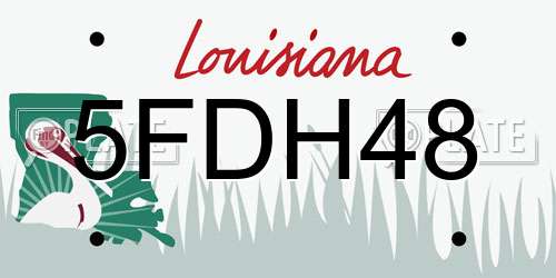 5FDH48 Louisiana License Plate