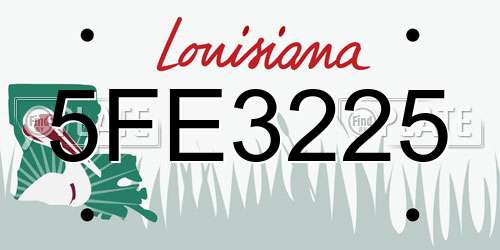 5FE3225 Louisiana License Plate