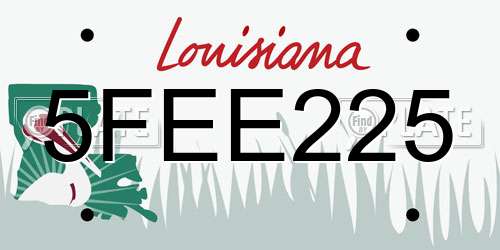 5FEE225 Louisiana License Plate