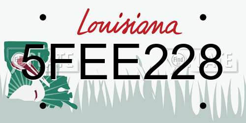 5FEE228 Louisiana License Plate