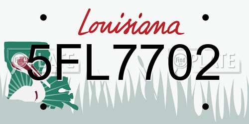 5FL7702 Louisiana License Plate