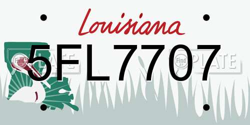 5FL7707 Louisiana License Plate
