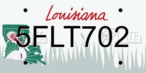5FLT702 Louisiana License Plate