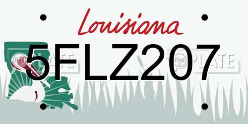 5FLZ207 Louisiana License Plate