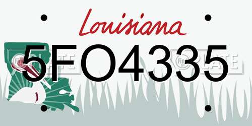 5FO4335 Louisiana License Plate