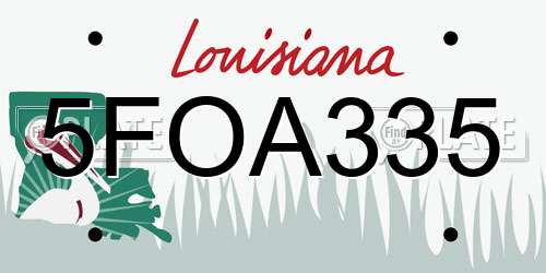 5FOA335 Louisiana License Plate