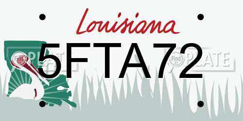5FTA72 Louisiana License Plate