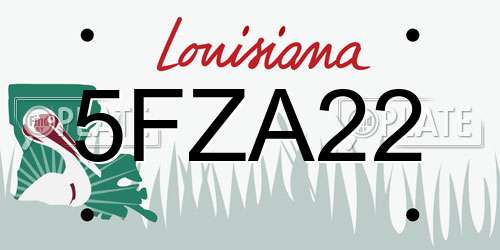 5FZA22 Louisiana License Plate