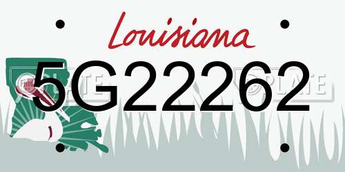 5G22262 Louisiana License Plate