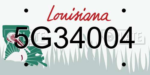 5G34004 Louisiana License Plate