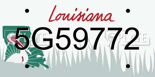 5G59772 Louisiana License Plate