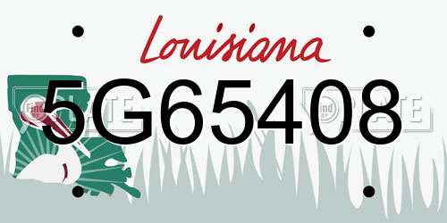 5G65408 Louisiana License Plate