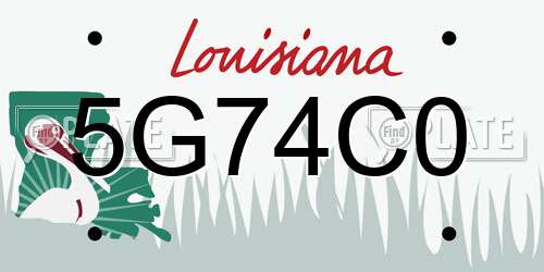 5G74C0 Louisiana License Plate