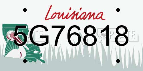 5G76818 Louisiana License Plate