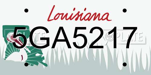 5GA5217 Louisiana License Plate