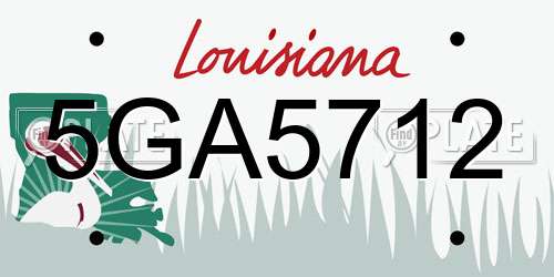 5GA5712 Louisiana License Plate