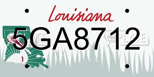 5GA8712 Louisiana License Plate