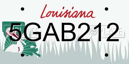 5GAB212 Louisiana License Plate