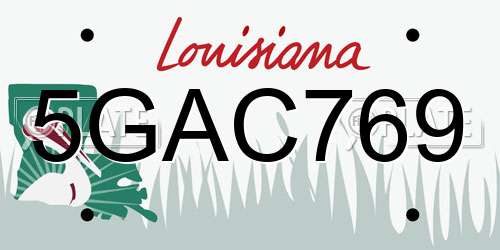 5GAC769 Louisiana License Plate