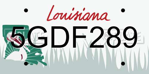 5GDF289 Louisiana License Plate