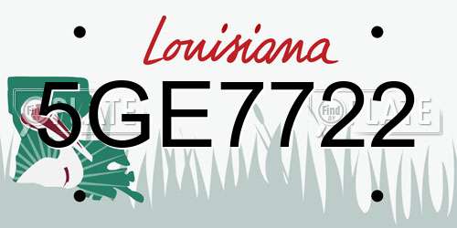 5GE7722 Louisiana License Plate