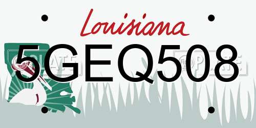 5GEQ508 Louisiana License Plate