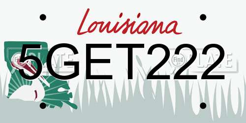 5GET222 Louisiana License Plate