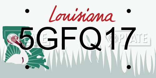 5GFQ17 Louisiana License Plate