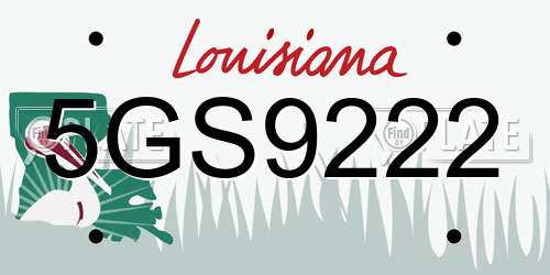 5GS9222 Louisiana License Plate