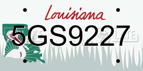 5GS9227 Louisiana License Plate