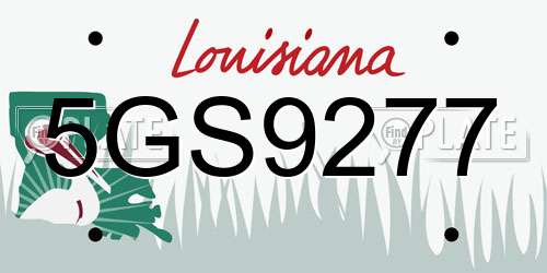 5GS9277 Louisiana License Plate