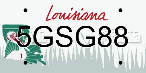 5GSG88 Louisiana License Plate