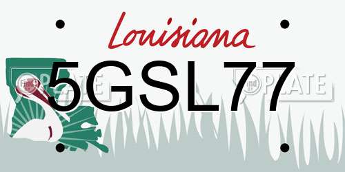 5GSL77 Louisiana License Plate