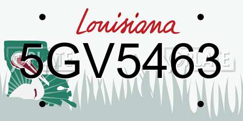 5GV5463 Louisiana License Plate