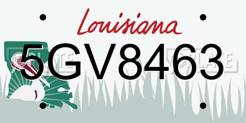 5GV8463 Louisiana License Plate