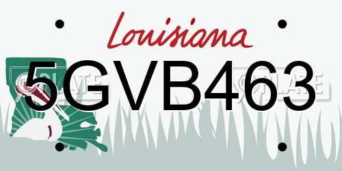 5GVB463 Louisiana License Plate