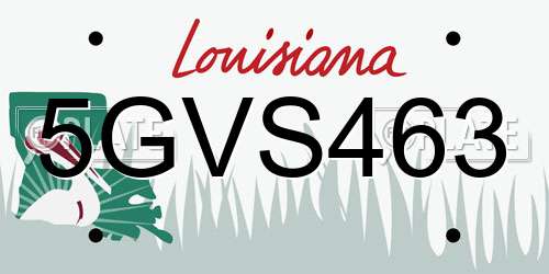 5GVS463 Louisiana License Plate