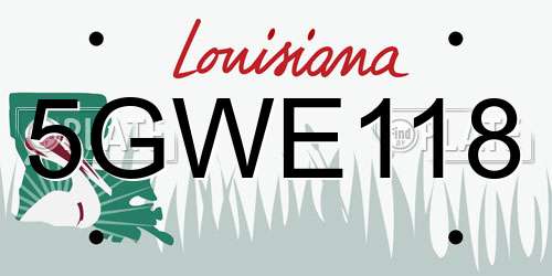 5GWE118 Louisiana License Plate