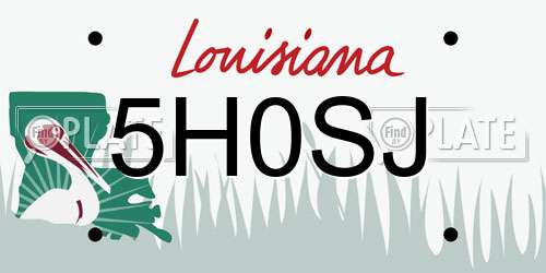 5H0SJ Louisiana License Plate