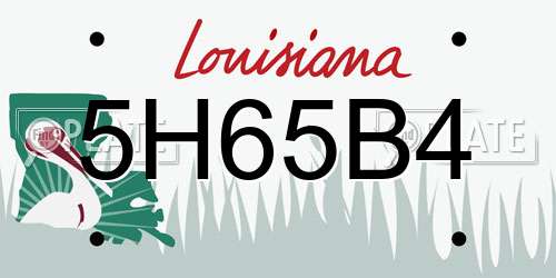 5H65B4 Louisiana License Plate