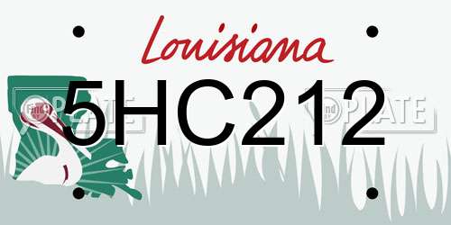5HC212 Louisiana License Plate