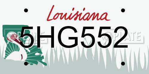 5HG552 Louisiana License Plate