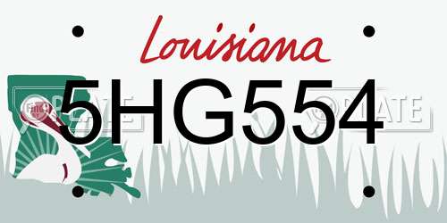 5HG554 Louisiana License Plate