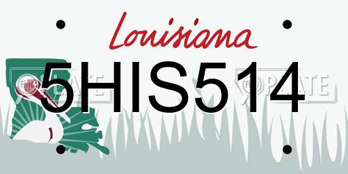 5HIS514 Louisiana License Plate